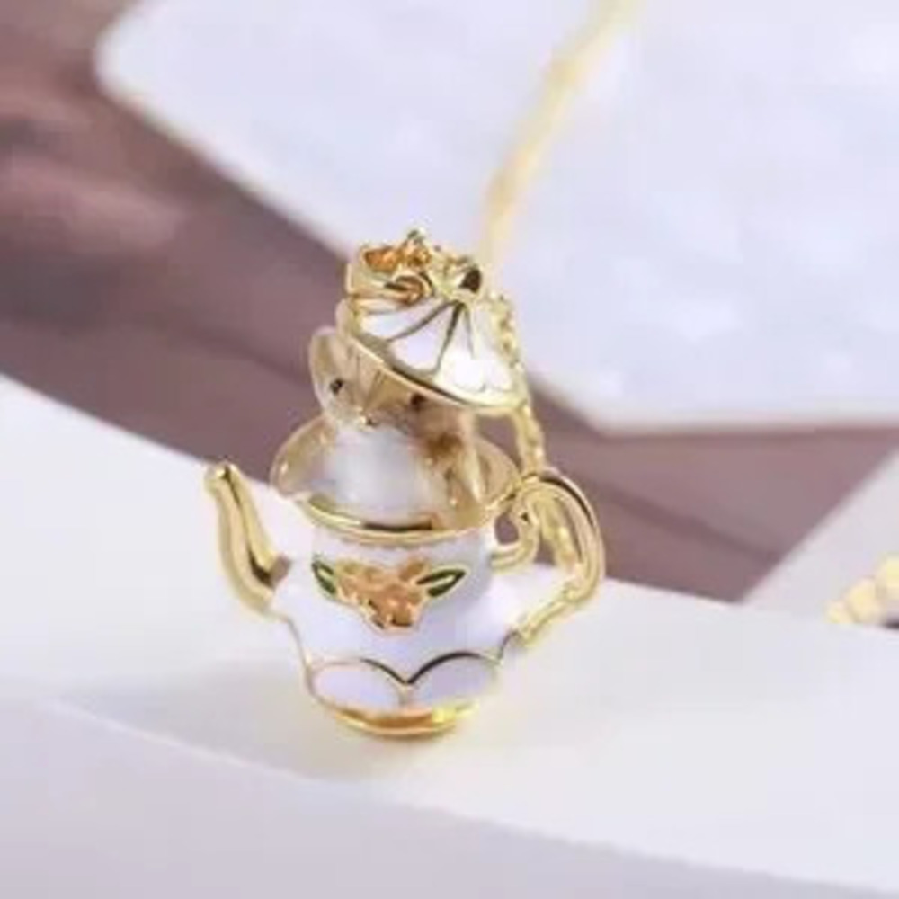 Funny Enamel Cartoon Chipmunk French Teapot Pendant